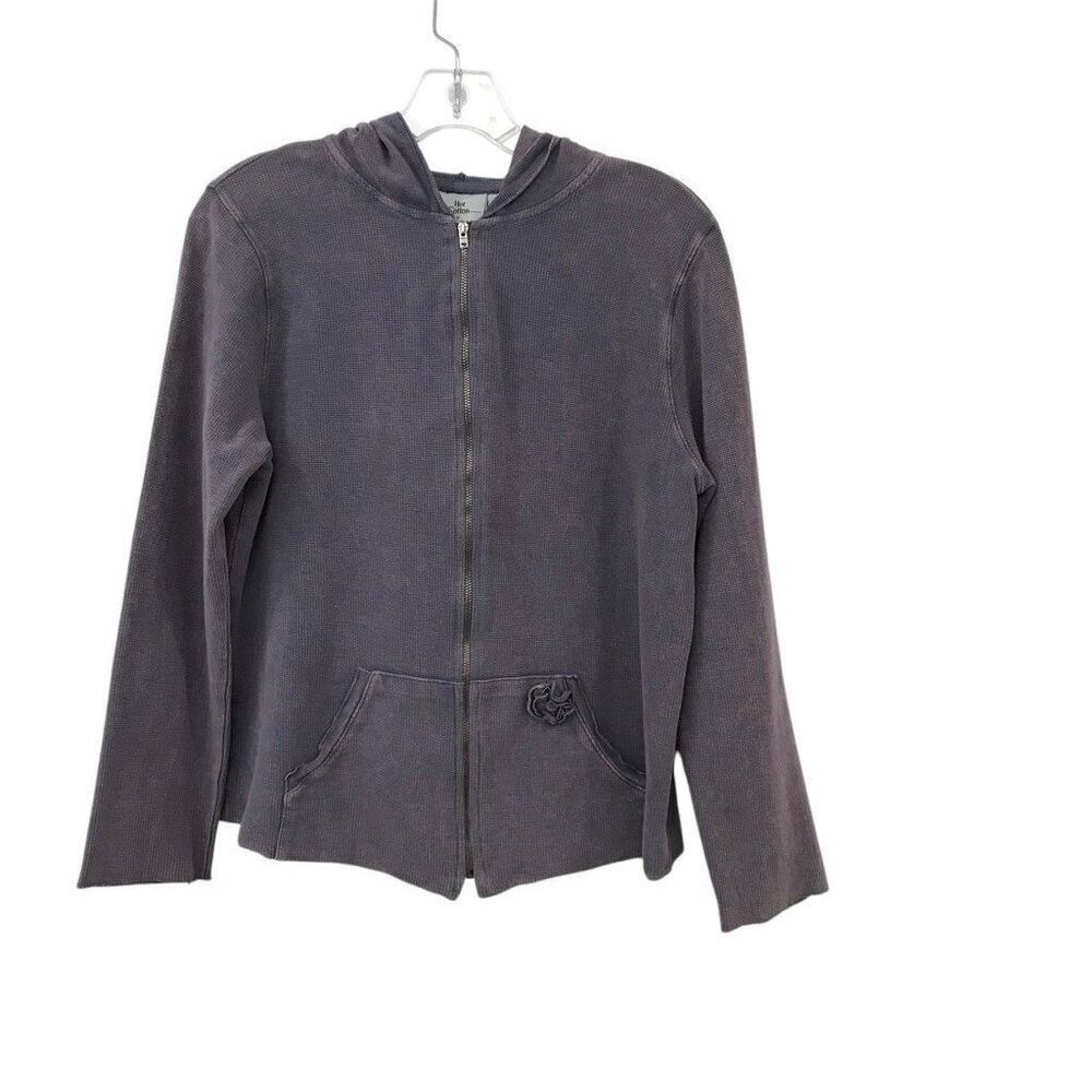 Hot Cotton Women's Terry Full Zip Jacket with Pockets Purple Size Medium